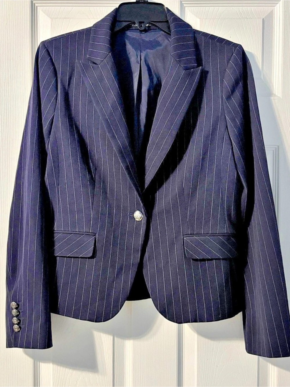 Express Navy Blue Pinstripe Blazer